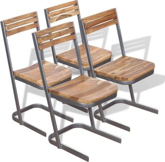vidaXL Sillas De Comedor 4 Unidades Madera Maciza De Teca Vidaxl