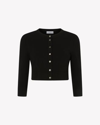 Serena Bute Fitted Cropped Cardigan - Black