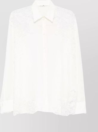 Ermanno Scervino sheer panel silk shirt with lace trim
