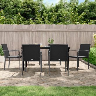 vidaXL Juego Comedor Jard&iacute;n 7 Piezas Y Cojines Rat&aacute;n Sint&eacute;tico Y Acero Vidaxl