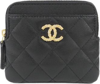 Chanel Black Grained Calfskin Coin Purse/Coin Case (Pre-Owned)
