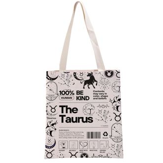 Generic PYOUL Taurus Inspired Gift 100% Human Be Kind The Taurus Tote Bag Astrology Lover Handbag Zodiac Taurus Merch (The Taurus Tote)