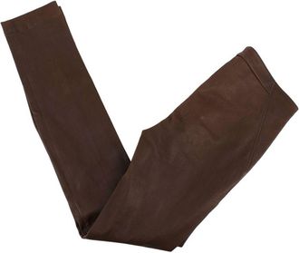 Brunello Cucinelli Brown Leather Skinny Leg Trousers Size XS