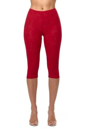 Naked Wardrobe Lace Capri Leggings in Ruby Red at Nordstrom, Size X-Large