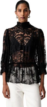Vicolo Blusa in pizzo con volant - - Blouses & Shirts - Donna - Nero - M