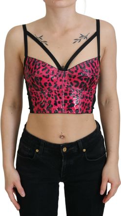 Dolce & Gabbana Womens Leopard Print Corset Top Tsh83158 - Poppy Nylon - Size EU 40 (Womens)