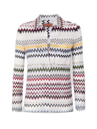 Missoni Multicolor Raschel Zig Zag Polo