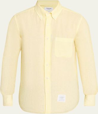 Thom Browne Mens Linen Garment Dyed Button-Down Shirt