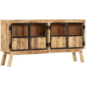 vidaXL Vidaxl - Aparador Madera Maciza Mango En Bruto Marr&oacute;n Negro 160x30x80 Cm
