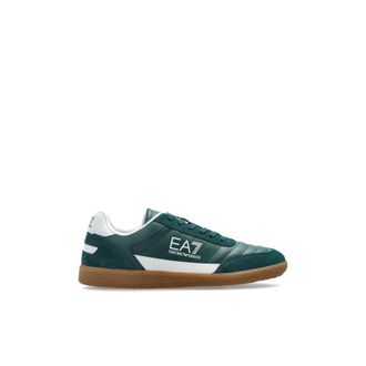 Emporio Armani Sportschoenen met logo - Heren - Sneakers - Groen - 42 1/2 EU - Leer - Schoenen