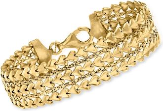Ross-Simons Italian 18kt Gold Over Sterling Multi-Row Heart Bracelet