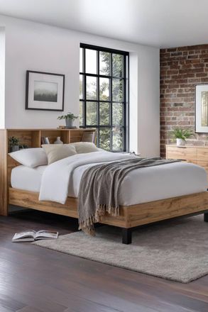 Julian Bowen Bali Bookcase Bed in Natural | Size: Double