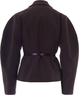 P.A.R.O.S.H. Womens Double-Breasted Virgin Wool Blazer Dark Brown Jacket