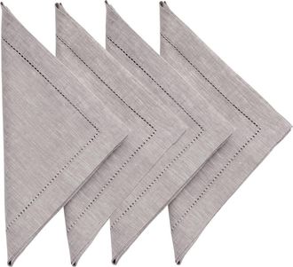 Solino Home Linen Dinner Napkins Set of 4, 20 x 20 Inch for Dining Table, Holiday and Everyday Table Decor - Milan in Oyster Grey at Nordstrom, Size