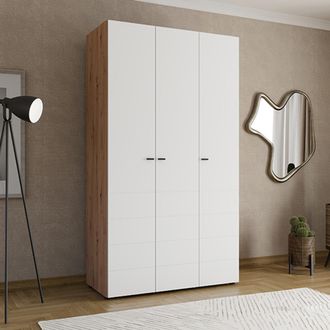 Dmora Armario 3 Puertas Ronco, Ropero Dormitorio Con Barra, 4 Estantes, 3 Puertas, 117x52 Cm Blanco Mate