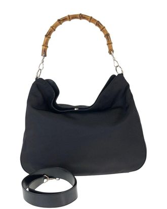 Gucci Black Nylon Bamboo 2Way Handbag (Authentic Pre-Loved)