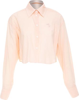 Acne Studios 2023 Pink Cropped Logo Embroidery Shirt