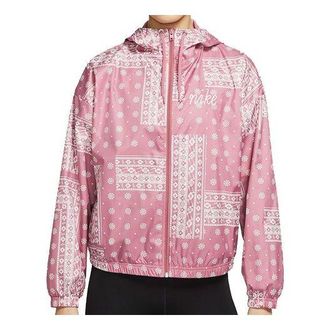Nike (WMNS) Nike Woven Printing cashew Hooded Jacket Pink Red CU5893-614