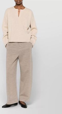 Max Mara cashmere wool v-neck long-sleeve knitted top