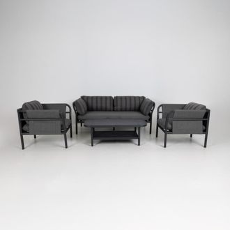 Kactus Republic Conjunto sal&oacute;n jard&iacute;n MONTECARLO 4pz, gris, estructura en aluminio