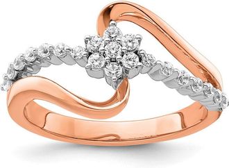 Diamond2Deal 14k Two-tone Lab Grown Diamond Wedding Band Ring 0.33Ct Clarity- VS Color- G-H