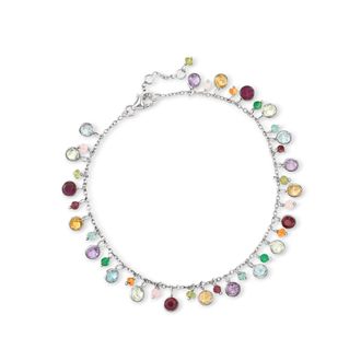 Ross-Simons Multi-Gemstone Drop Anklet in Sterling Silver