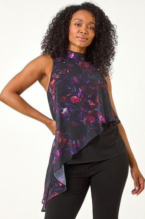 Roman Floral Asymmetric Top