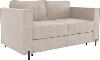 Vente-Unique Sofá cama de 3 plazas de apertura rápida de tela beige texturizada - Cama de 140 cm - Colchón de 20 cm - ELORYA