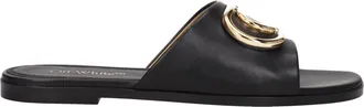 Off-white Black Leather Womens Slippers