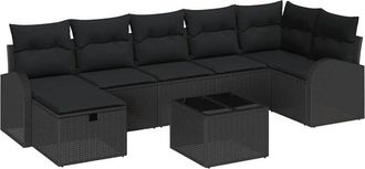 vidaXL Conjunto De Sof&aacute; De Jard&iacute;n 8 Pcs Negro 289 X 124 X 85 Cm Vidaxl