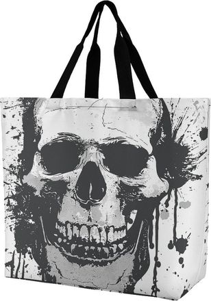 Generic Simple Skull Graphic Shoulder Bag Durable Carry Bag Eco Friendly Tote Bags For Work Casual Yoga