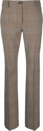 Moschino checked straight-leg trousers - women - Polyester/Elastane/Virgin Wool/Acetate/Cupro - 38 - Brown