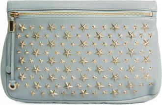 Jimmy Choo London Light Blue Leather Clutch Bag (Pre-Owned)