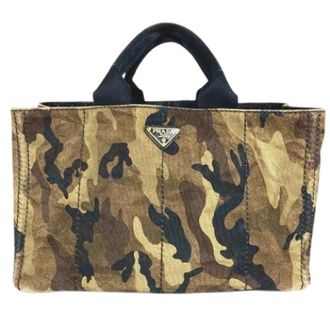Prada Pre-owned Tote Bags, female, Multicolor, Size: ONE SIZE Pre-owned Canapa Tote Bag