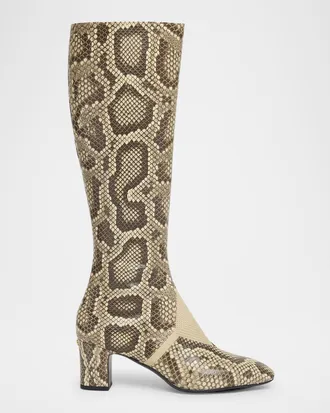 Valentino Garavani Equivoque Tall Snake-Embossed Boots
