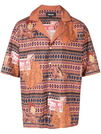 Ahluwalia Studio graphic-print short-sleeve shirt - men - Recycled Polyester - L - Brown