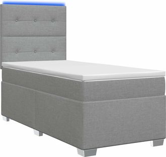 vidaXL Cama Con Base Tapizada, Colch&oacute;n Y Luz Led Gris Claro Tela Vidaxl