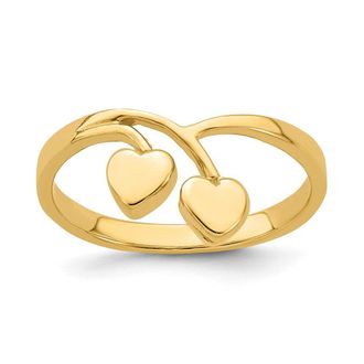 Diamond2Deal 14k Yellow Gold Double Heart Drop V Ring