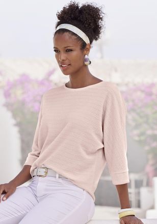Vivance 3/4-Arm-Shirt VIVANCE aus b&uuml;gelfreier Cr&ecirc;pe-Qualit&auml;t, Damen, Gr. 32/34, rosa (rose), Cr&ecirc;pe, Obermaterial: 98% Polyester, 2% Elasthan, unifarben, l&auml;ssi