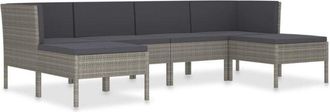 vidaXL Set De Muebles De Jard&iacute;n 6 Pzas Y Cojines Rat&aacute;n Sint&eacute;tico Gris Vidaxl