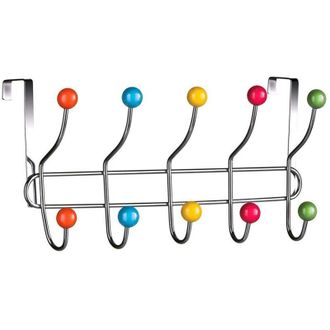 Trade Shop Trade Shop - Appendiabiti Da Porta Con 10 Ganci E Pomelli Multicolore Gancio Dietro Porta