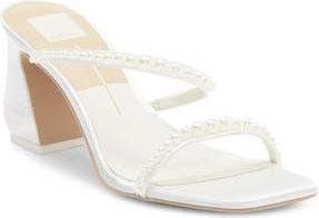 Dolce Vita Tynice Faux Pearl Sandal in White Satin at Nordstrom Rack, Size 8.5