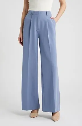 BOSS Tiwi High Waist Straight Leg Pants in Bright Blue at Nordstrom Rack, Size 12