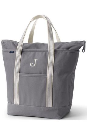Lands End Zip Top Canvas Tote Bag in Silver Graphite at Nordstrom, Size Medium