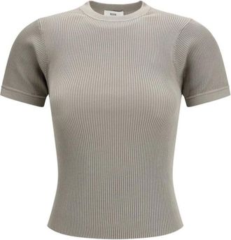 Rier T-shirt a Maniche Corte in Seta a Costine - - Tops - Donna - Beige - S