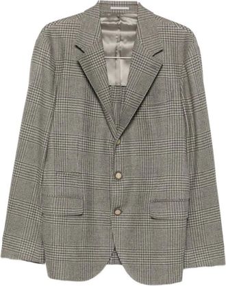 Brunello Cucinelli Enkelrijig Blazer - Heren - Jassen - Grijs - Maat: XL Wol