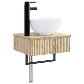 vidaXL Lavabo De Lavado Montado En La Pared Roble Sonoma Vidaxl