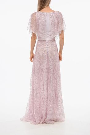 Elisabetta Franchi Sequined Chiffon Dress with Butterfly Sleeves Elisabetta Franchi