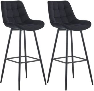 Clp Set De 2 Taburetes De Bar Dartford Negro Terciopelo