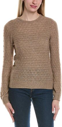 Sofiacashmere Pointelle Crewneck Wool & Cashmere-Blend Sweater